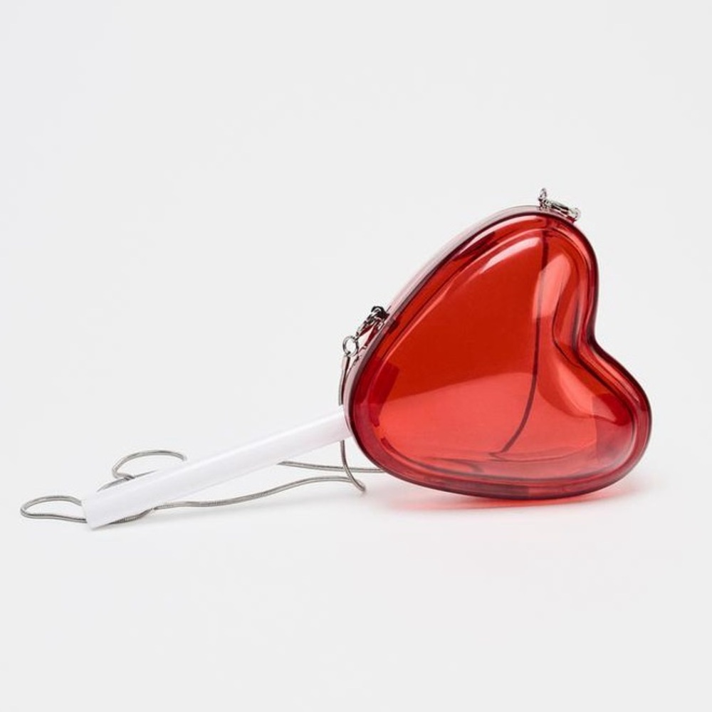NWT. Zara Red Heart-Shaped Lollipop Crossbody Bag.